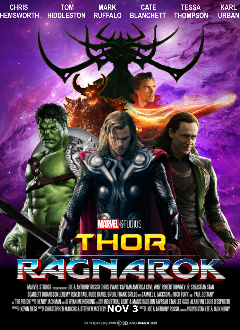 Стильный зарубежный постер кинокомикса «Тор: Рагнарёк»