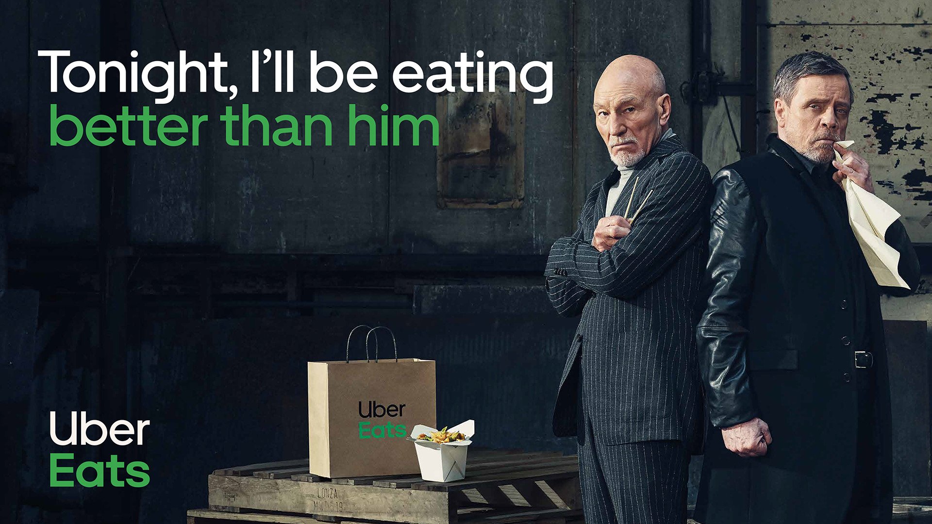 «Я мой отец»: Марк Хэмилл и Патрик Стюарт поспорили о помидорах в рекламе UberEats