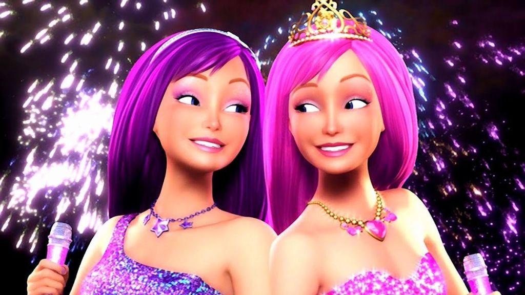 Кадр из фильма "Barbie: Принцесса и поп-звезда" .